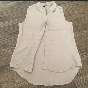 Theory Silk Collared Button Down, Sleeveless Top